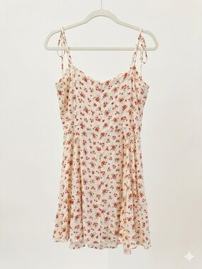 Reformation Floral Tie Strap Draped Neck Mini Dress Size 10
